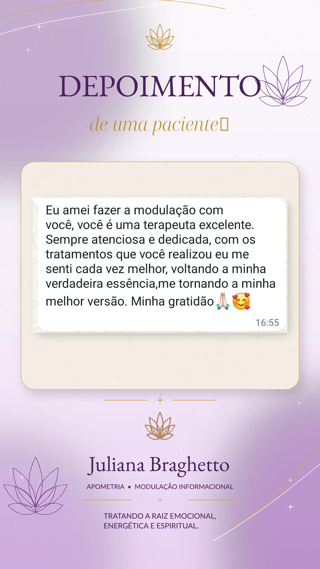 Depoimento real de paciente enviado por mensagem