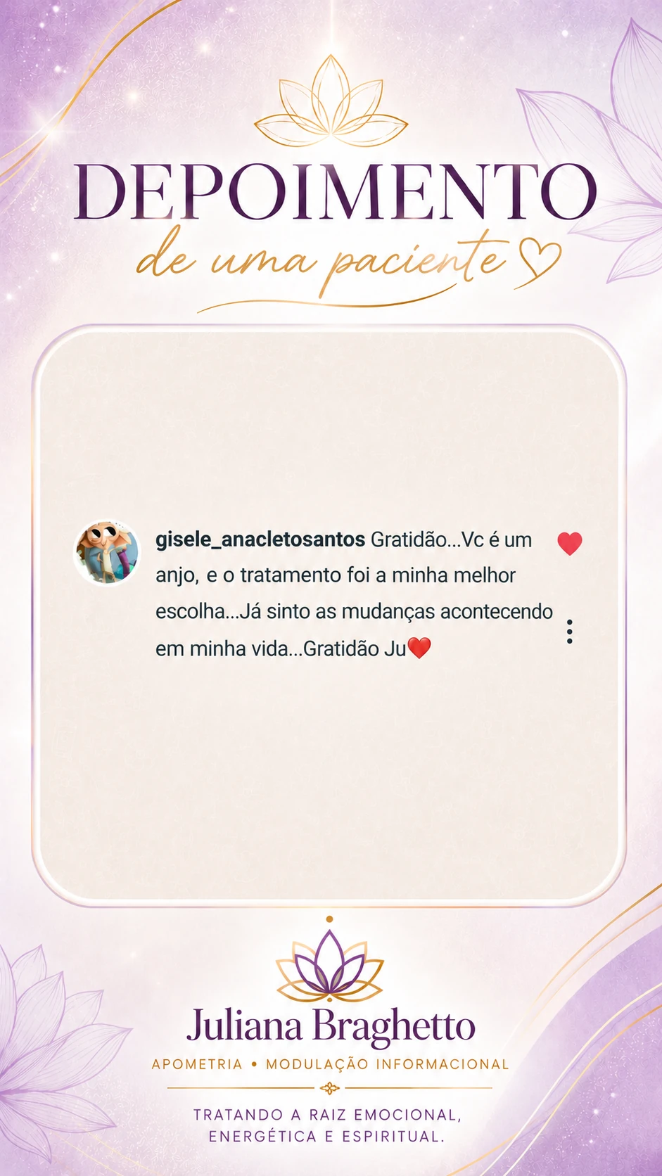 Depoimento real de paciente enviado por mensagem