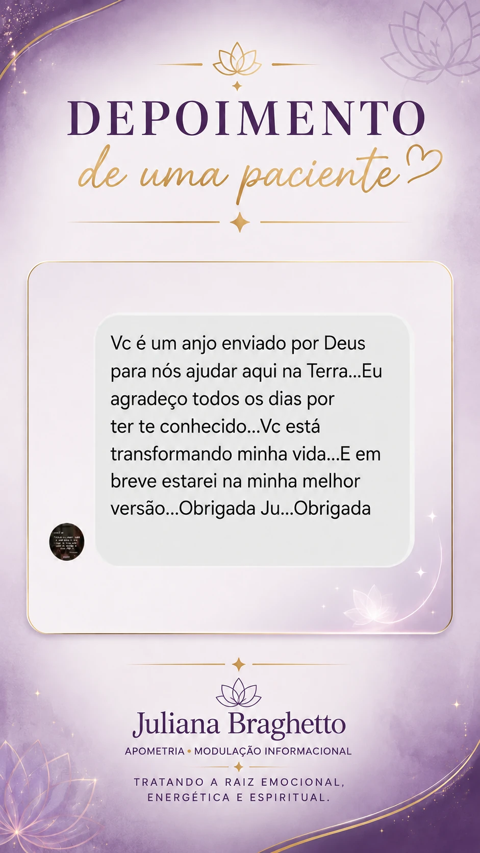Depoimento real de paciente enviado por mensagem